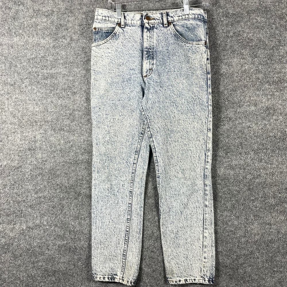 Vintage Lee Jeans Mens 32 Fits 30x30 Blue Acid Wash Straight Leg USA Denim 80s